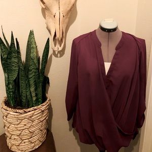 Burgundy cross front shirt